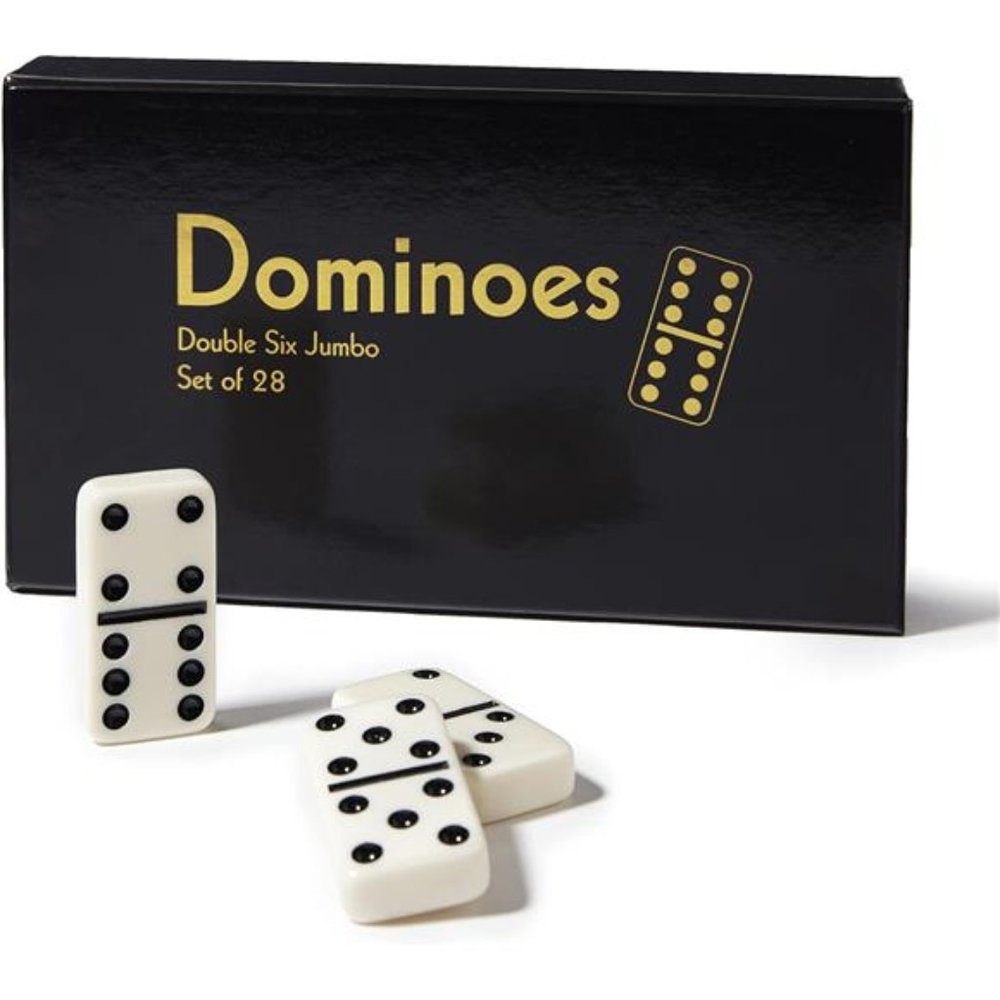 Black/Cream Color Double 6 Jumbo Size Domino Tiles in Snap Vinyl Case